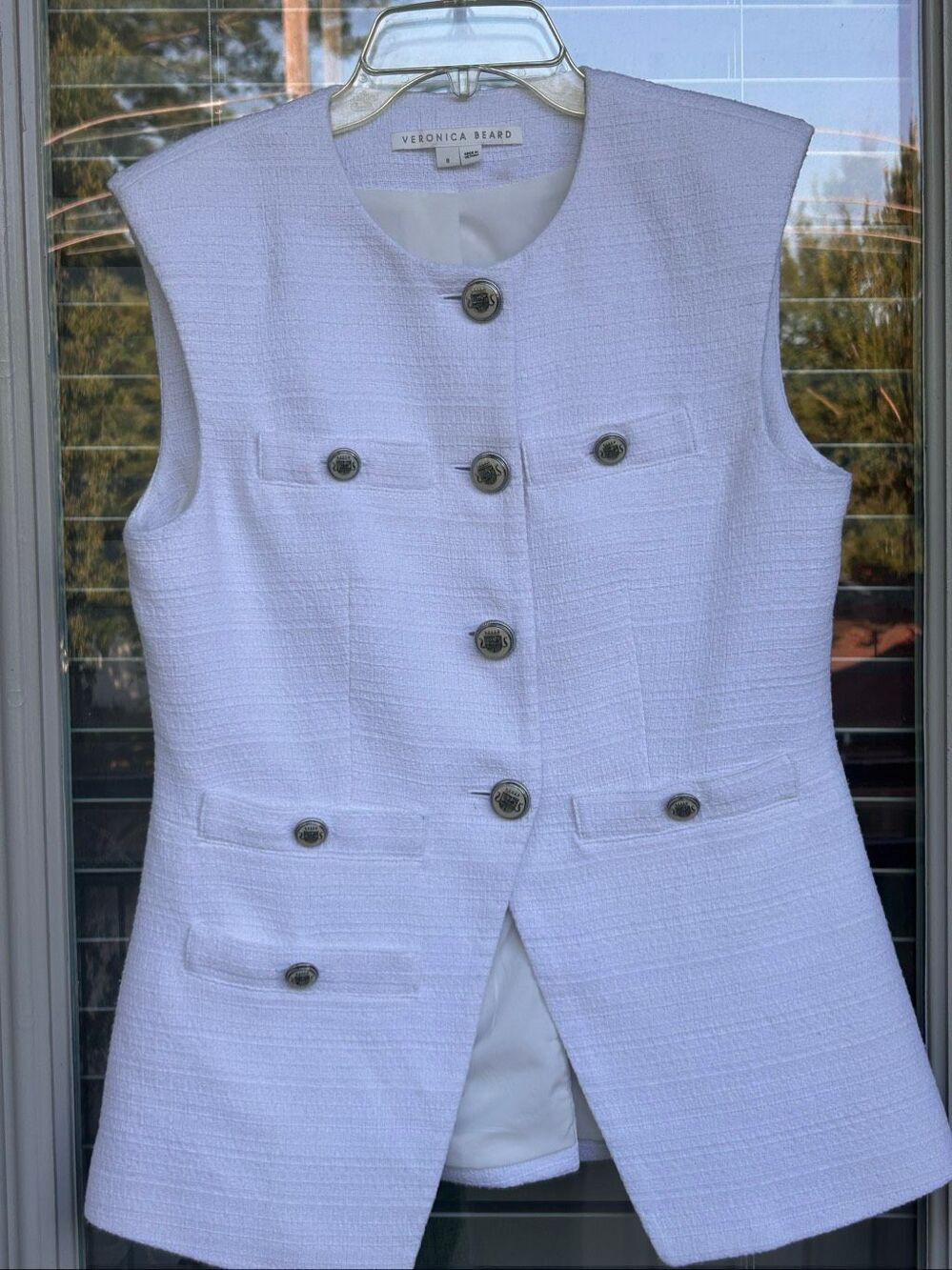 Veronica Beard Tamara White Textured Blazer Vest Size 8
